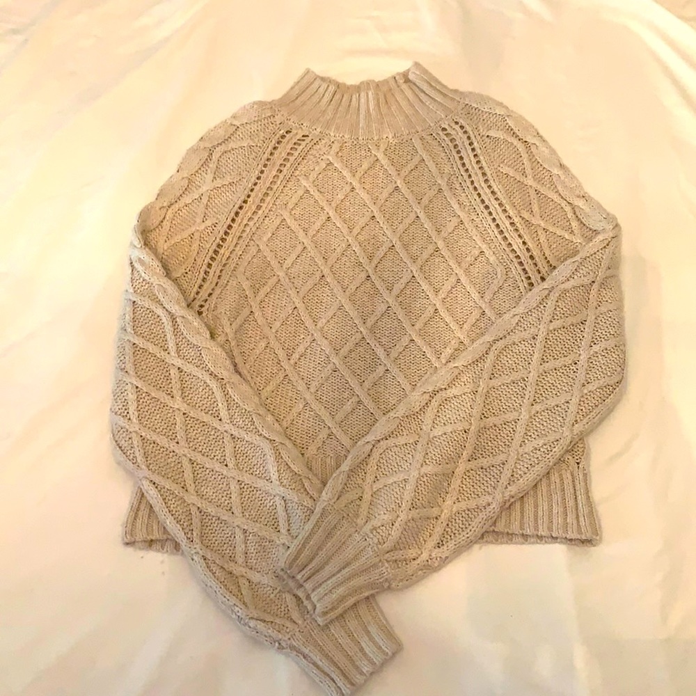 american eagle cable knit sweater mock neck size s